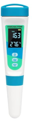 Hipzeepo 4 in 1 TDS/EC/Salzgehalt/Temperatur-Detektor Salzgehalt-Wasserqualitätsmessgerät für Schwimmbad Trinkwasser Aquarium