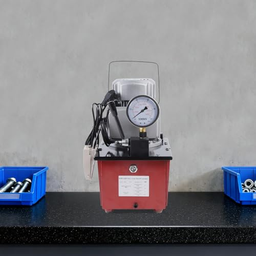 Hydraulikpumpe Elektrisch 700 Bar 220V, Elektro Hydraulikaggregat mit Fußpedal & Manometer, Hydraulic Power Pack 7L für Werkstatt Presse Wagenheber Hebebühne