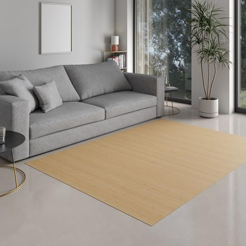 DE-COmmerce Bambusteppich Massive Pure, 40x60 cm, 17mm gehärtete Stege, massiver Teppich ohne Bordüre, Bambusmatte
