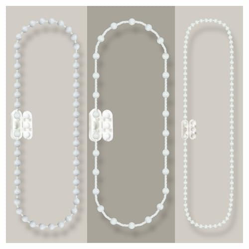 EFIXS Rollokette aus PVC (Bedienkette) – mit Kettenverbinder - Bedienlänge 200 cm (Umlauf 400 cm) - 4,5 x 12 mm - für Rollos, Jalousien, Lamellenvorhänge, Farbe: Weiss