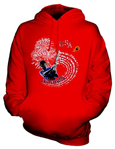 Candymix Stati Uniti d'America Cricket Unisex Uomo Donna Felpa con Cappuccio, Taglia Medium, Colore Rosso