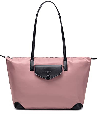 David Jones - Sac à Main Cabas Nylon Femme - Fourre-Tout Sac Shopping Souple Grande Capacité - Shopper Tote Porté Epaule Bandoulière - Elégant Travail Ville Voyage Mode Original Tendance - Rose