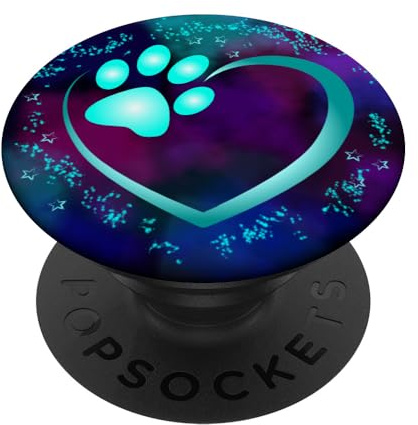 PopSockets Herz mit Pfote von Hund oder Katze für Frauchen Herrchen PopSockets mit austauschbarem PopGrip