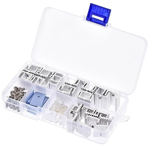 sourcing map 20 mm x 15 mm x 10 mm TO-220 Aluminium Kühlkörper Kit | 17 mm x 15 mm x 10 mm, 16 mm x 15 mm x 7 mm, Für Kühltransistordioden, Aluminium