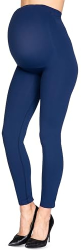 LORES Dam Over Bump moderskap full längd leggings, mjukt magstöd, elastiska midjebyxor för förväntande mödrar, Preussen, S/M