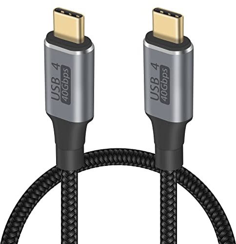 Duttek Câble USB C vers USB C, câble USB 4 Thunderbolt 3, transfert de données 40 Gbit/s, chargeur rapide PD 100W, sortie vidéo 8K@60 Hz, compatible avec tablette, téléphone, station d'accueil,50cm