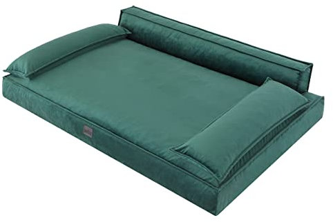 DOGGY Hundebett Haustierbett Hundeliegen Hundecouch Liegen Hundekissen Bett Sofa Hundekorb Tierbett Weich Hundesofa Matratze Schlafplãtze, Grün, 99 x 66 cm