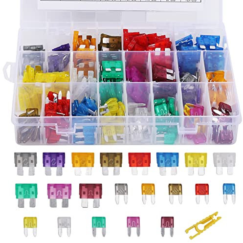 300 Pcs Fusibili Auto Assortiti Kit, Per La Sostituzione di Fusibili per Auto Standard e Mini （2A 3A 5A 7.5A 10A 15A 20A 25A 30A 35A 40A）per Auto per Auto Camion Barca Suv