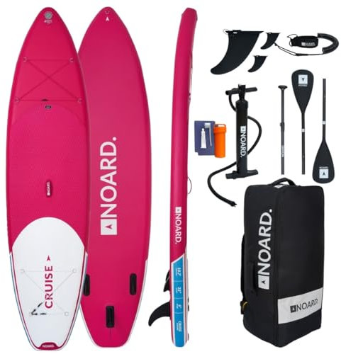 Stand Up Paddle Board von NOARD No. 002 I 326x76x15cm I Fuchsienrosa I Dropstitch & Doppellagig I Geeignet für Anfänger und Profis I Zubehör im Lieferumfang enthalten