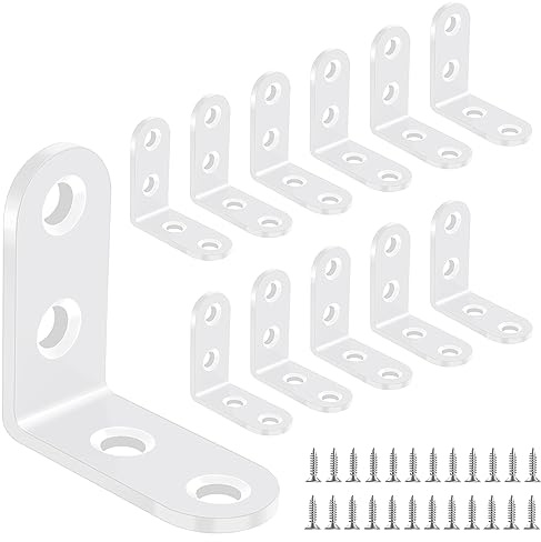 Yeepeo 12 staffe angolari 40 × 40 mm, bianco ad angolo retto di 90 gradi in acciaio al carbonio con 48 viti piccole staffe di fissaggio per mobili in legno, acciaio inossidabile, 12 pezzi 40 x 40 x 16