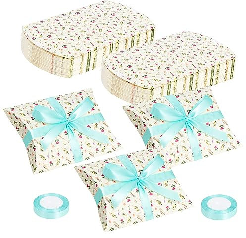 Kinsinder 30 Stück Kissen-Hochzeits-Gastgeschenkboxen, Kissen Süßigkeiten Box, Party Geschenk Box, Kleine Kissen Geschenkbox für Hochzeit, Geburtstag, Party, Weihnachten