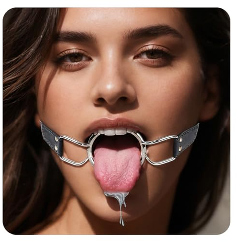 Open Mouth O-Ring Gag with Adjustable Leather Strap,Sex Mouth Plug,BDSM Fetish Restraints Bondage Gags &Muzzles Sex Toys for Couples
