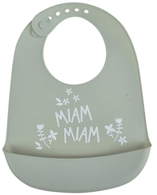 Bébé Douceur, Bavoir Silicone avec Récupérateur 30 x 20,5 cm Foret Magique Céladon