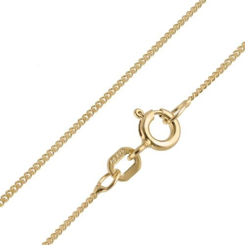 trendor Feine Panzerkette 925 Silber Vergoldet Kette 1,1 mm 15682 | Anhänger-Kette Sterlingsilber goldplattiert, Silber-Kette für Schmuck-Anhänger, Flachpanzer-Kette vergoldet, Made in Germany