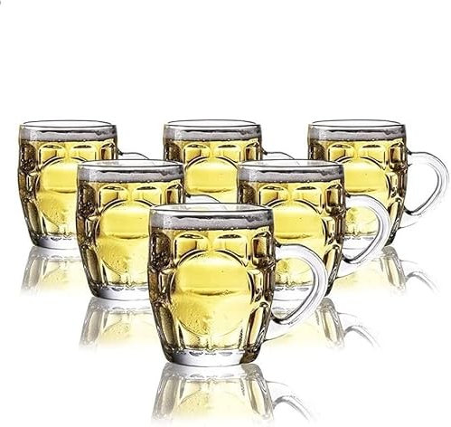 SwePer Chope à bière en Bois, Tasse à bière Nordique, chope à bière Classique à l'ananas, Tasses à bière en Verre de Grande capacité for congélateur, Tasses à bière, Verres à bière, 6 pièces 560 ML