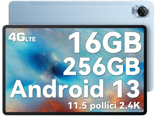 Blackview Mega1 Tablet 12 Zoll Top Gaming Tablet,16GB RAM+256GB ROM(2TB TF), Android 13 Helio G99 Octa Core,4G LTE,5G WiFi,2.4K FHD Widevine L1 mit Netflix 1080p,8800mAh,50MP+13MP Kamera,33W,GPS