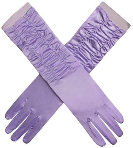Asudaro Satin Brauthandschuhe Plissierte Abendhandschuhe Mittellange Hochzeitskleid Handgelenk Lange Finger Handschuhe Braut Hochzeit Shows Urlaub Parteien Proms und Bankette Hand Dekor Hell-Pink