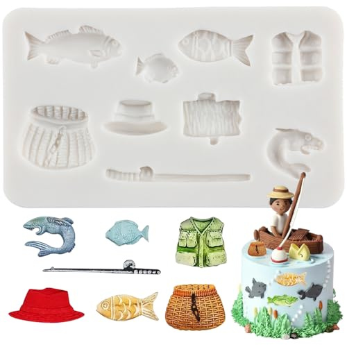 MINFEIDMS Angelwerkzeug Silikonformen Fisch Fondant Form für Kuchen Dekorieren Cupcake Topper Desserts Süßigkeiten Schokolade Polymer Clay Gummipaste