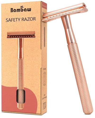 Bambaw Single Blade Razor for Women, Metal Safety Razor Women for a Luxurious Wet Shave Experience, Ideal for of All Skin Types, Suitable for Full Body, No Blade Included (Rose Gold)
