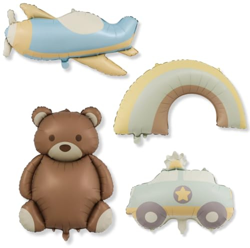 DIWULI Ballon-Set Bär Flugzeug – Baby-Party Kinder Deko