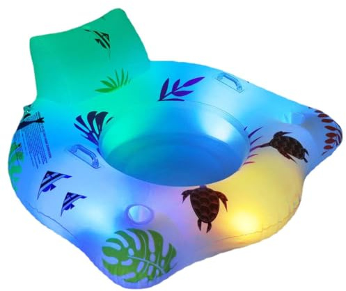 Poolschwimmer für Erwachsene, aufblasbarer Poolschwimmer | -Schwimmstuhl,Pool-Wasserhängematte mit Getränkehalter und farbwechselnden Lichtern, Pool-Schwimmer für Erwachsene, Schwimmbecken