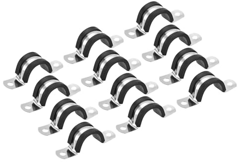 TA-VIGOR 22Pcs Cable Clamp, 25mm Rubber Pipe Strap Rubber Cushioned Stainless Steel Hose Clamp U Shape Metal Clamp Tube Holder for Pipe Tube Wire Fixing, Laying Plumbing, Electricity, Exhaust