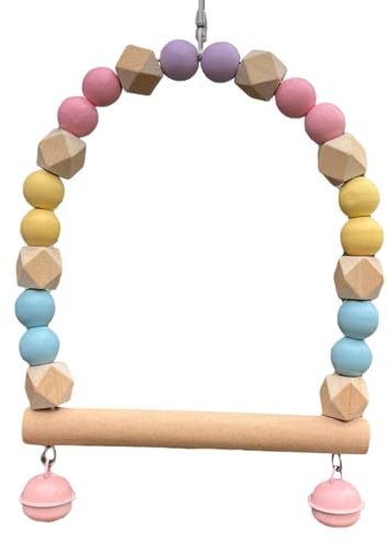 Fuuxtci Haustier-Vogelschaukel, Vogelschaukeln für Papageien | Schaukelspielzeug aus natürlichem mit Glocken - Vogelsitzstangen, Käfigspielzeug, Sitzstangen-Kletterspielzeug, langlebiges,