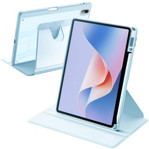 A-BEAUTY Funda Giratoria para Huawei MatePad 11.5 S 2024 Azul Claro | con Portalápiz, Soporte Giratorio de 360° Cubierta Trasera Transparente, Auto-Sueño/Estela