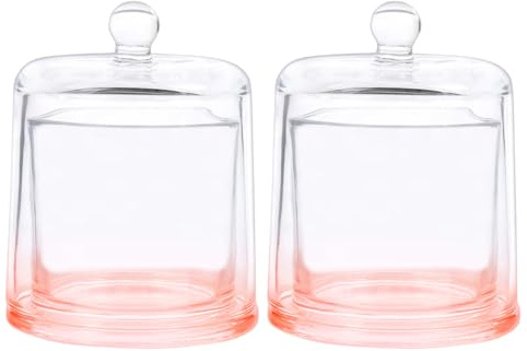 Mafagwre Lot De 2 Bougeoirs en Verre avec Dôme, pour Bougies Chauffe-Plat, Bougeoir, Coupe à Bougie avec Cloche pour Fêtes, Mariages (Rose)