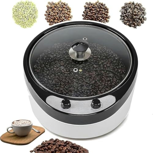 TsoLay Electric Coffee Beans Roaster, Coffee Roaster Machine with S Shape Stirring Rod, Adjustable 0-240 ℃, Maximum Capacity 800g, Bevel 45° Uniform Heating, for Cafe Shop, Home, Office