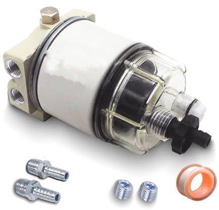Kraftstoffpump R12T Kraftstofffilter Wasserabscheider Komplettset - Marine Spin-ON R12T Filter Ersetzt S3240 120AT NPT ZG1/4-19 Passend Für 3/8 Zoll NPT Ou Vakuum Kraftstoffpumpe
