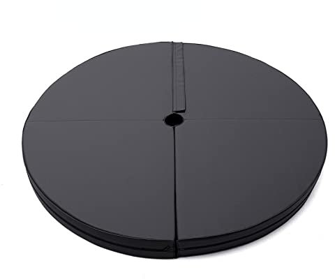 IEOWY Sicherheits-Crashpad für Pole Dance-Matte, faltbar, rund, dick, Fallschutz, Rutschhemmende Schutzmatte, Schutzmatte für Tanz, Fitness, Gymnastik, Yoga, Anfänger, schwarzer Bezug, 150 x 5
