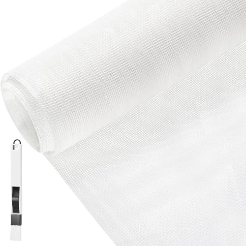 BUZIFU Moustiquaire en fibre de verre - 130 x 150 cm - Moustiquaire de rechange pour animaux domestiques - Avec brosse de nettoyage - Pour fenêtres, portes, terrasse, chat - Blanc