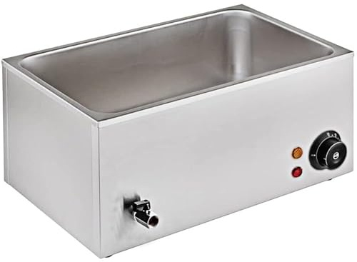Commercial Bain Marie + Tap GN 1/1 Wet Heat, Electric Catering Food Warmer 0.6kW Adjustable Temp Range 540x340x300mm by Stalwart