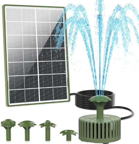 AISITIN Solar Springbrunnen für Außen, 4,5W Dunkelgrün Solar Fontäne Pumpe mit Verschiedene Sprüh Effekten, Solar Teichpumpe mit 3M-Kabel, Solarbrunnen für Draussen für Garten,Teich, DIY Wasserspiel