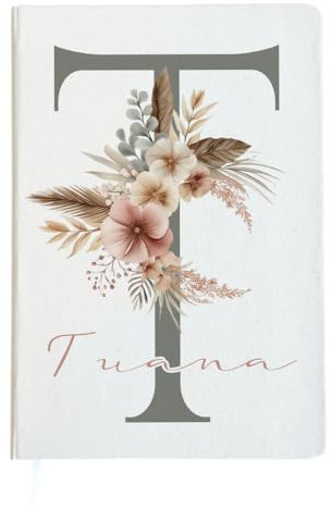 Manufaktur Liebevoll | Notizbuch mit Namen Tagebuch Frauen Notizbuch personalisiert Hardcover Notizbuch A5 Journal Notebook Liniert Geschenk Damen mit Gravur Buchstabe Grau