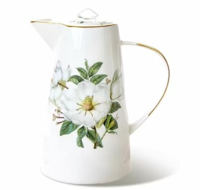 Caraffa Acqua Jarra de agua de 1200 ml con tapa y asa, tetera de porcelana china, jarra de agua vintage, for cocina, bebidas frías o calientes, cafetera, zumo Bevande Fatte in Casa(Blanco)