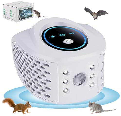 Fancysky Ultraljud för möss, inomhus råttavstötare bred täckning, kraftfull möss repeller med LED-ljus 3 lägen, ultraljud råttavstötning för hem, lägenhet, vind (vit)