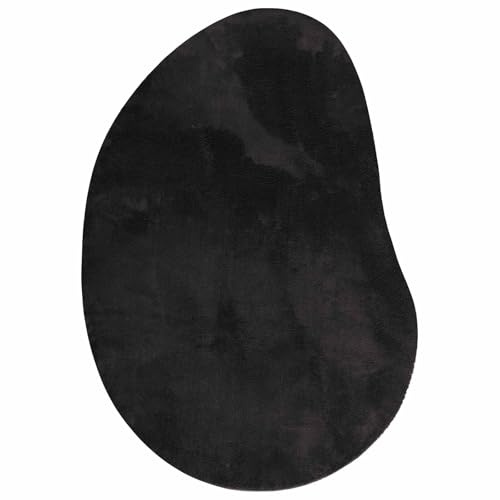 vidaXL Teppich HUARTE Schwarz 120 x 170 cm Polyester | Angenehm und glatt unter den Füßen, Schlanke Tropfenform passt gut zu modernen Stilen, Einfach in die Waschmaschine werfen,
