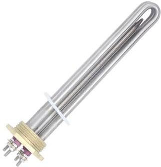 KEBLIN 1pc DN32 Copper Flange 12V Heating Element 600W 1 1/4 BSP Submersible Heater DC Heating Element With Thermostat Tube(Heater With Nut)