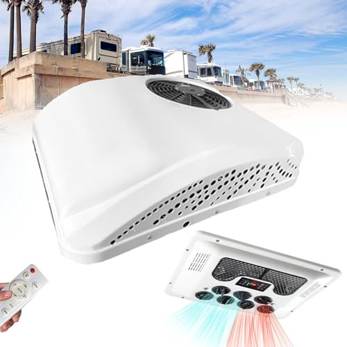 Cplsntaeam Aire Acondicionado en la azotea para vehículos recreativos con calefacción de 12V/24V/48V/220V/115V, Aire Acondicionado para Autocaravana, caravanas, Camiones, Tractores,48V