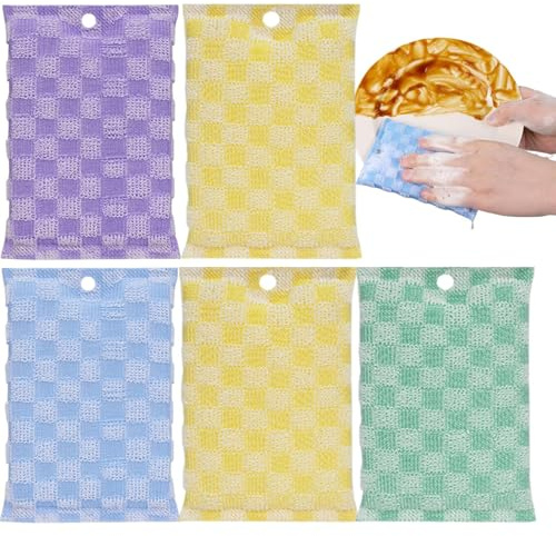 Strofinacci per la pulizia – Spugne per lavello, resistenti ai, riutilizzabili su entrambi i lati, per piano cottura, cucina, campeggio, ciotola