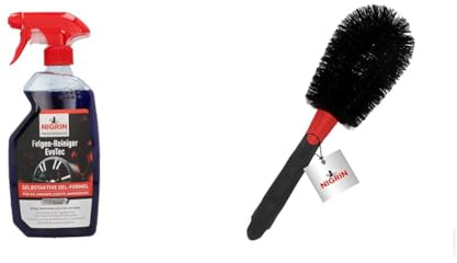 NIGRIN Felgenpflege-Set – Felgen-Reiniger 500ml & Felgen-Bürste – Effektive Reinigung und schonende Pflege für alle Felgentypen