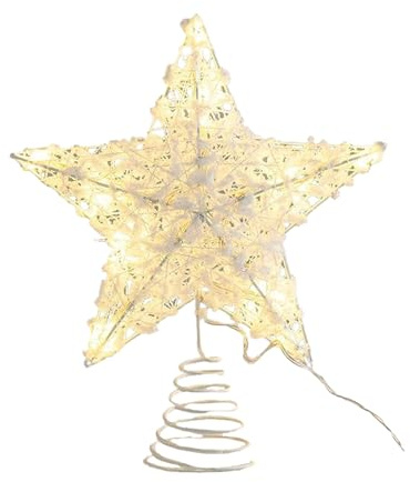 Yuemeuy Estrella para Árbol de Navidad con Luz LED,Decoraciones Festivas de la Parte - Estrella de la Copa Preiluminada con Purpurina | para Año Nuevo Interior Hogar Bar Tienda Dormitorio Salón