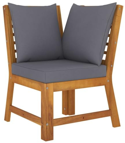 IBUQDDV Modulares Ecksofa mit Dunkelgrauen Kissen aus Massivholz Akazie für Garten und Terrasse, Wetterbeständiges Lounge-Sofa mit Polsterkissen für Outdoor-Bereich und Poolbereich,