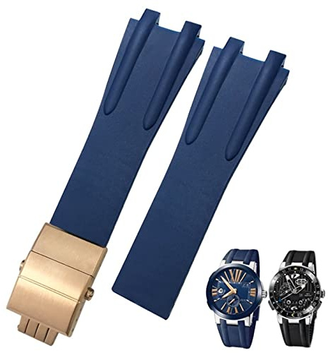 26 mm gummistål fällbart spänne klockband Passar för blåsvart brun sportvattentäta remstillbehör