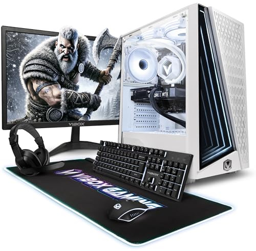 VIBOX IV-595 PC Gamer Complet • 23 Écran • AMD Ryzen 7 5700X 8 cœurs • AMD Radeon RX 9060 XT 8 Go • 16 Go RAM • 1 to SSD • Windows 11 • WiFi 6 + Bluetooth 5.4