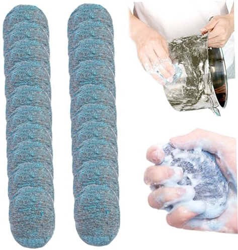 20 estropajos de Lana de Acero Reutilizables, estropajos absorbentes preenjabonados para Limpieza del hogar, Platos de Cocina y Parrillas de Metal. Estropajo de Lana de Acero Azul, de