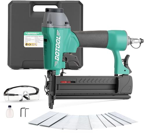 Pneumatic Brad Nailer,18 Gauge,2 in 1 Air Nail Gun Staple Gun,Accepts 2 Inch Brad Nails and Crown 1-5/8 inch Staples,with Carrying Case and 1000pcs Nails,for Carpentry, DIY,Woodworking