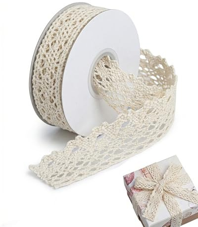 DLPRK 1 rollos Cintas de Encaje Autoadhesivas, Puntillas de Encaje por Metros, Encajes y Puntillas, Pasamaneria Decorativa Vintage para Manualidades, Costura y Decoración de Bodas (4.5 m/rollo)